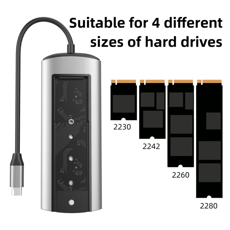 6-In-1 TYPE-C/USB-C To PD+HDMI (4K 30hz) +USB3.0 X 3+SSD Docking Station - USB HUB by buy2fix | Online Shopping UK | buy2fix