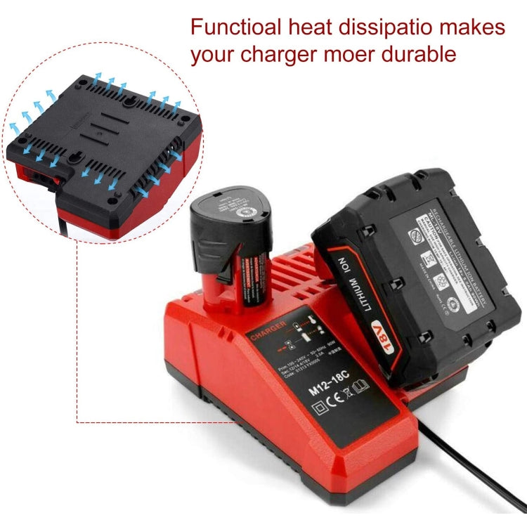 M12-18C For Milwaukee 18V Power Tools Battery Charger, Plug: US - Electric Saws & Accessories by buy2fix | Online Shopping UK | buy2fix