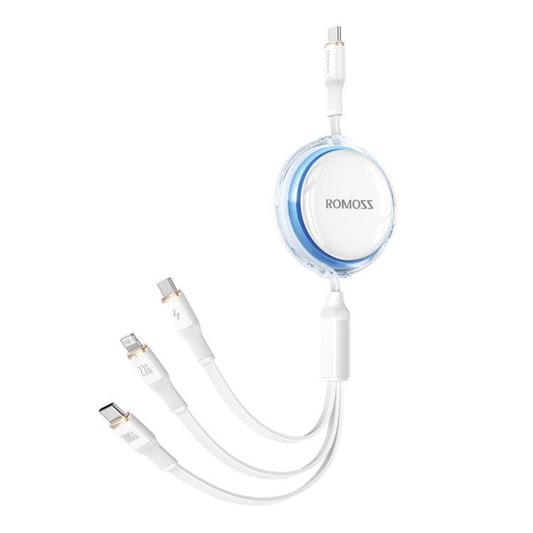 ROMOSS PD100W 3-In-1 Retractable Data Cable Type-C/USB-C To 8 Pin & Type-C & Micro Line 1.1m (White) - Multifunction Cable by ROMOSS | Online Shopping UK | buy2fix