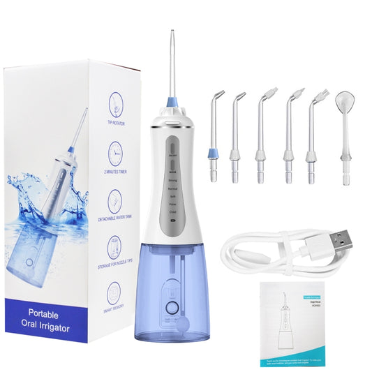 350ML Water Tank Oral Irrigator Rechargeable 5 Gear Adustable Water Flosser, Spec: White+Blue Tank - Oral Irrigators by buy2fix | Online Shopping UK | buy2fix