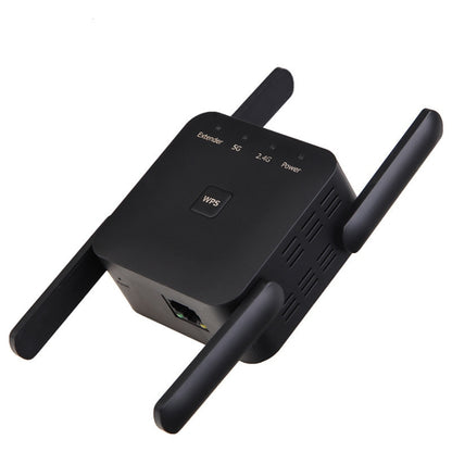 1200Mbps 2.4G / 5G WiFi Extender Booster Repeater Supports Ethernet Port Black EU Plug - Broadband Amplifiers by buy2fix | Online Shopping UK | buy2fix