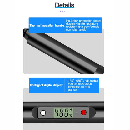 10pcs/ Set 80W Internal Heating Welding Digital Display Soldering Iron Temperature Adjustment Set, Model: Black EU Plug - Electric Soldering Iron by buy2fix | Online Shopping UK | buy2fix