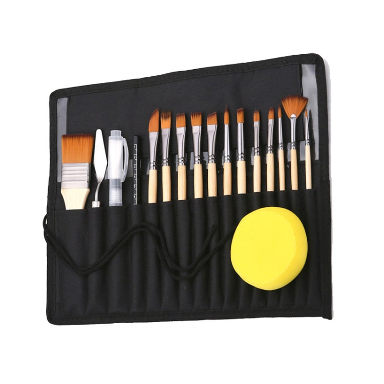 ZHU TING 18pcs /Set Two Color Nylon Bristle Paintbrush Set Painting Watercolor Brushes With Cloth Bag(Black Rod) - Art Supplies by ZHU TING | Online Shopping UK | buy2fix