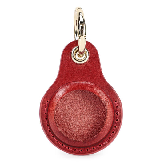 For Airtag CONTACTS FAMILY CF1139 First-layer Cowhide Tracker Protective Case Pet Locator Leather Case(Red) - Key Chain Series by CONTACTS FAMILY | Online Shopping UK | buy2fix