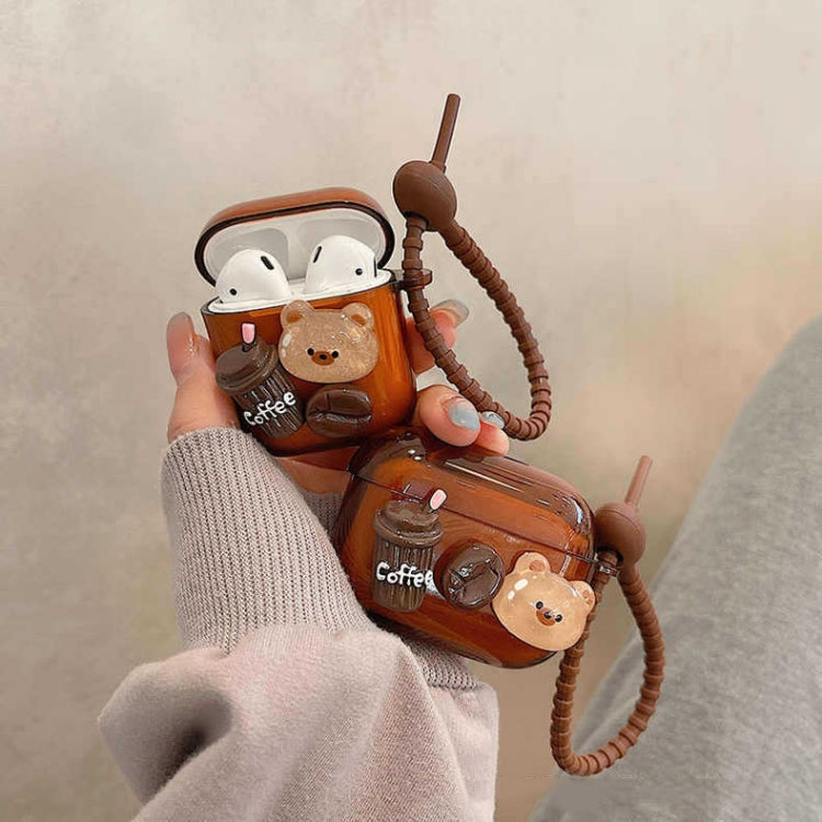 For AirPods 3 Cartoon 3D Coffee Bear Headphones Case Protective Shell Cover - For AirPods 3 by buy2fix | Online Shopping UK | buy2fix