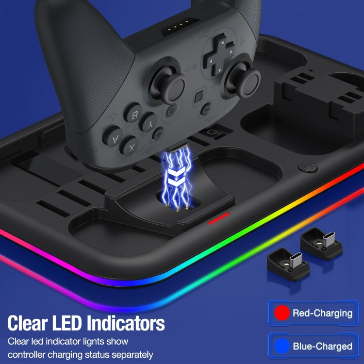 For Nintendo Switch / OLED Charging Dock Station Controller Charger with RGB Light(Black) - Charger & Power by buy2fix | Online Shopping UK | buy2fix