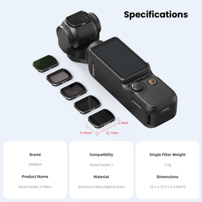 For DJI Osmo Pocket 3 aMagisn HD Double Sided Coated Filters Sports Camera Protective Goggles, Style: ND16+ND64+ND256+ND1000 - Lens Accessories by aMagisn | Online Shopping UK | buy2fix