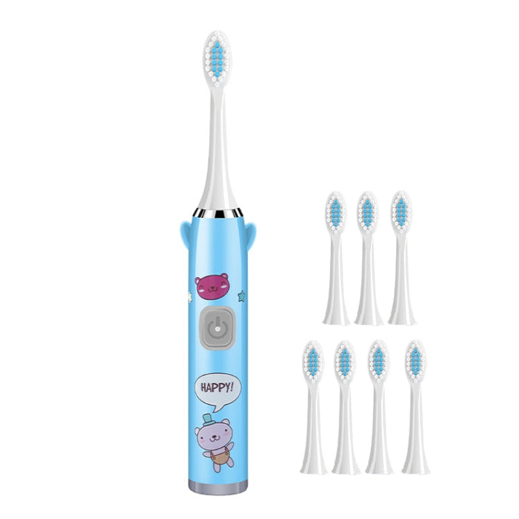 USB Charging Fully Automatic Ultrasonic Cartoon Children Electric Toothbrush, Color: Blue with 8 Heads - Toothbrushes by buy2fix | Online Shopping UK | buy2fix