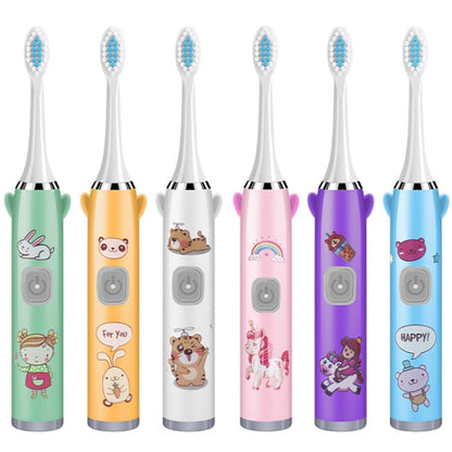 USB Charging Fully Automatic Ultrasonic Cartoon Children Electric Toothbrush, Color: White with 3 Heads - Toothbrushes by buy2fix | Online Shopping UK | buy2fix
