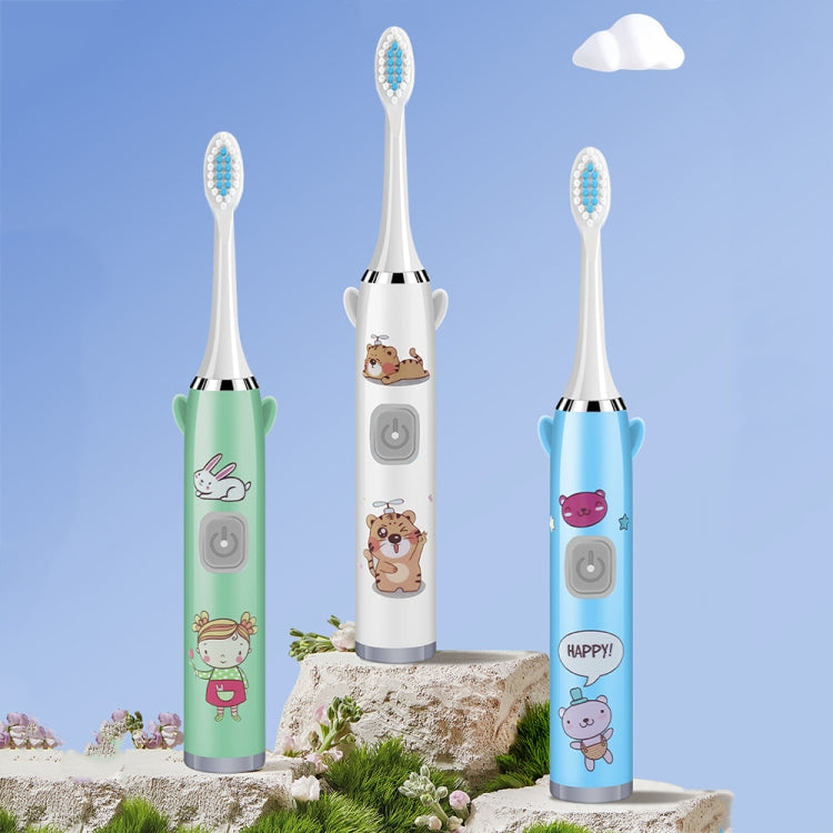 USB Charging Fully Automatic Ultrasonic Cartoon Children Electric Toothbrush, Color: White with 6 Heads - Toothbrushes by buy2fix | Online Shopping UK | buy2fix