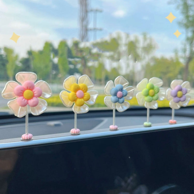5pcs /Set Cute Cartoon Flower Car Shaking Ornament Car Dashboard Decoration, Style: Green Leaf Transparent - Ornaments by buy2fix | Online Shopping UK | buy2fix