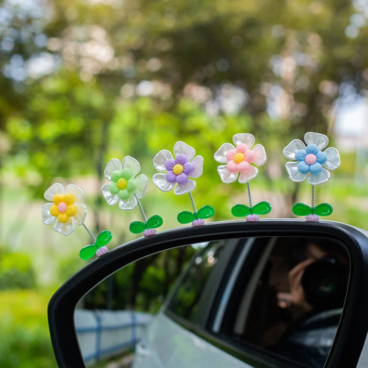 5pcs /Set Cute Cartoon Flower Car Shaking Ornament Car Dashboard Decoration, Style: Transparent Green Leaf - Ornaments by buy2fix | Online Shopping UK | buy2fix