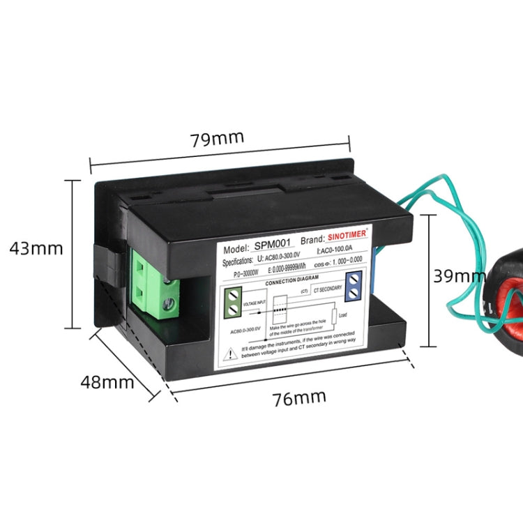 SINOTIMER SPM001 AC LED Digital Voltmeter Frequency Factors Meter Power Monitor, Specification: AC200-450V 100A - Current & Voltage Tester by SINOTIMER | Online Shopping UK | buy2fix