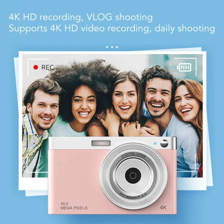 50 MP HD Camera 4K Video Retro Vlog Self-Shooting Camera(White) - Video Cameras by buy2fix | Online Shopping UK | buy2fix