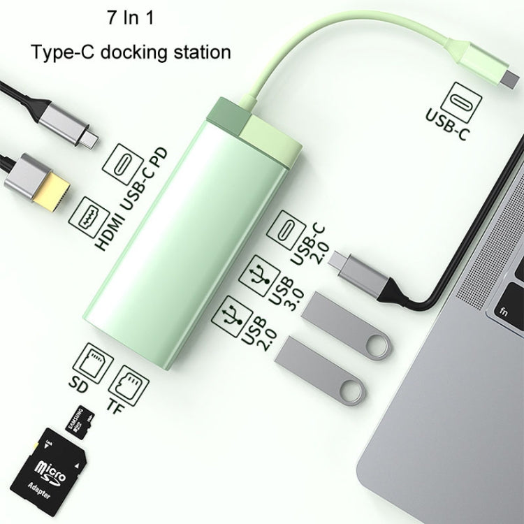 BS7A 7 In 1 Type-C Docking Station Multi-Function USB Hub Docking Station Converter(Gray) - USB HUB by buy2fix | Online Shopping UK | buy2fix