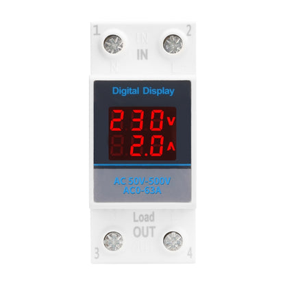 SINOTIMER SDM002 Household DIN Rail Single-Phase AC Dual Display Voltage And Current Meter(63A Build-In Intestinal Sensor) - Current & Voltage Tester by SINOTIMER | Online Shopping UK | buy2fix