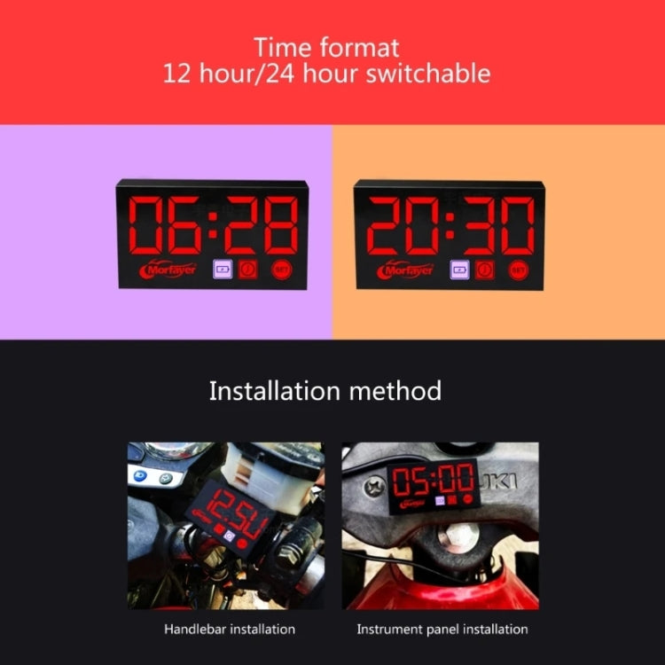 Compact LED Digital Display Time Voltmeter, Specification: 2 in 1 Temperature Red - Electrical Instruments by buy2fix | Online Shopping UK | buy2fix