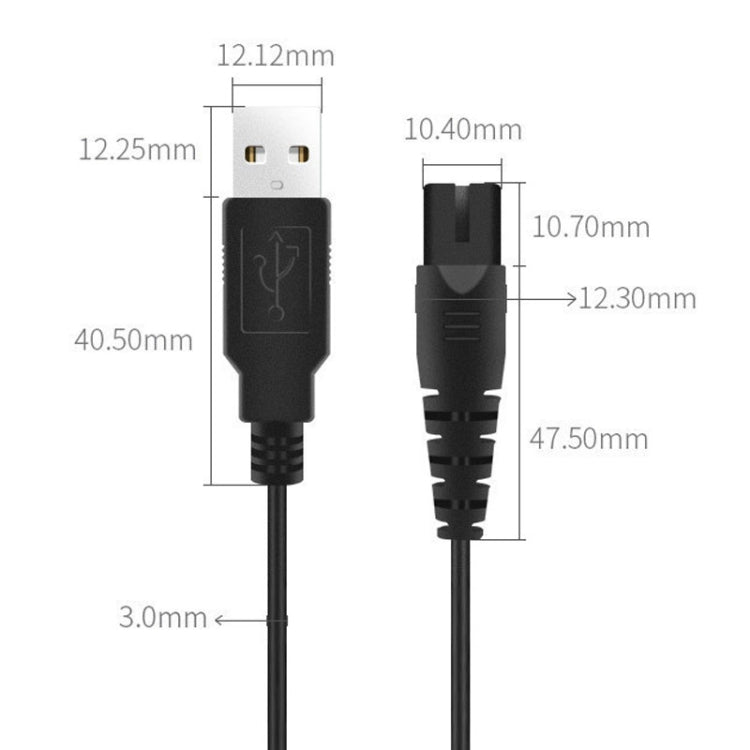 1.25m For Shaver / Water Refill Device USB TTo 8-Figure Tail Charging Cable Power Cord(Black) - Accessories by buy2fix | Online Shopping UK | buy2fix