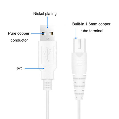 1.25m For Shaver / Water Refill Device USB TTo 8-Figure Tail Charging Cable Power Cord(White) - Accessories by buy2fix | Online Shopping UK | buy2fix