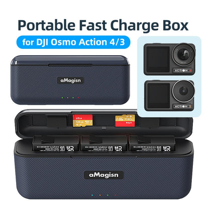 For DJI Action 4 / 3 aMagisn Fast Charge Charging Box Charger Sports Camera Accessories -  by aMagisn | Online Shopping UK | buy2fix