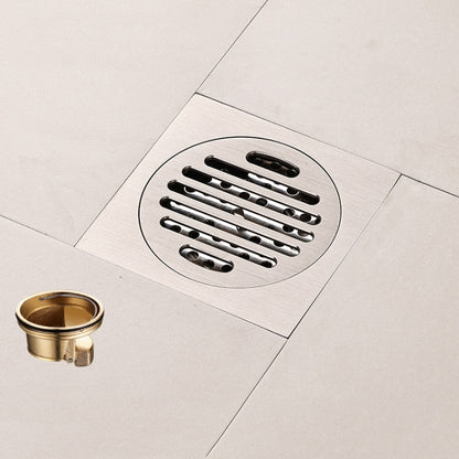 All Copper Brushed Anti-Odor Floor Drain Gravity Copper Core Bathroom Floor Drain, Specification: Round Straight Strip Single Use - Drain Strainers by buy2fix | Online Shopping UK | buy2fix