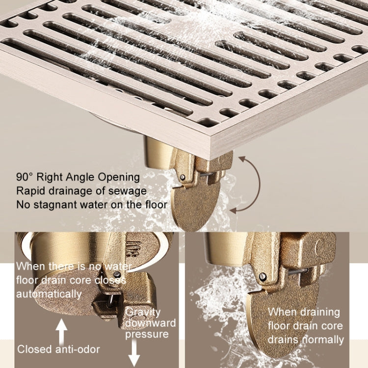 All Copper Brushed Anti-Odor Floor Drain Gravity Copper Core Bathroom Floor Drain, Specification: 8x30cm Long Medium Drain - Drain Strainers by buy2fix | Online Shopping UK | buy2fix