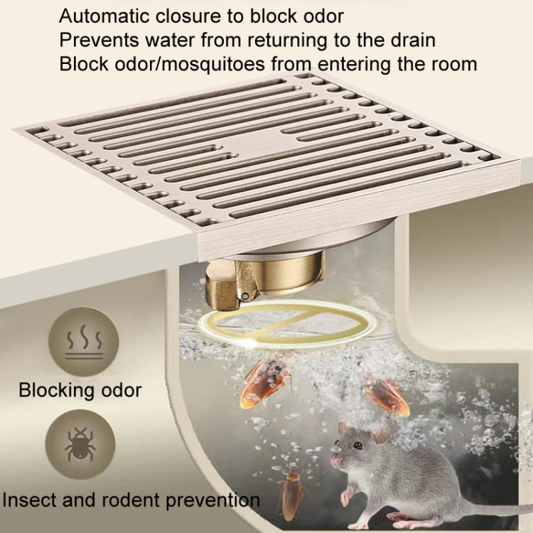 All Copper Brushed Anti-Odor Floor Drain Gravity Copper Core Bathroom Floor Drain, Specification: Round Straight Strip Dual Use - Drain Strainers by buy2fix | Online Shopping UK | buy2fix