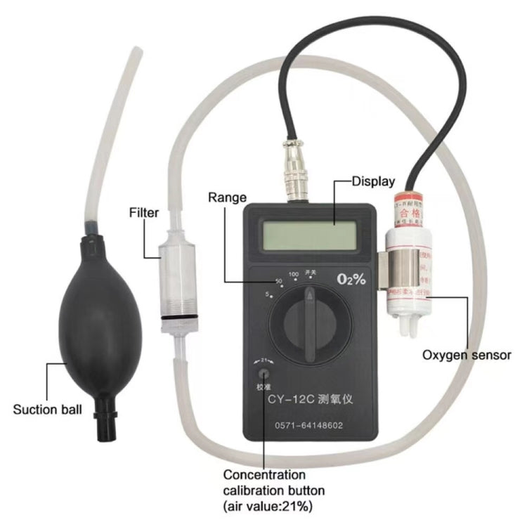 CY-12C Portable Oxygen Analyzer Full Range Oxygen Measurement Device - Gas Monitor by buy2fix | Online Shopping UK | buy2fix