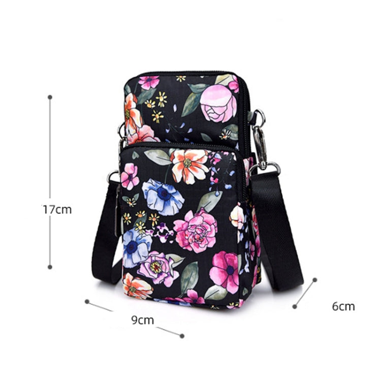 Printed Crossbody Mobile Phone Bag Mini Wallet With Arm Band, Style: Colorful Flower - Single-shoulder Bags by buy2fix | Online Shopping UK | buy2fix