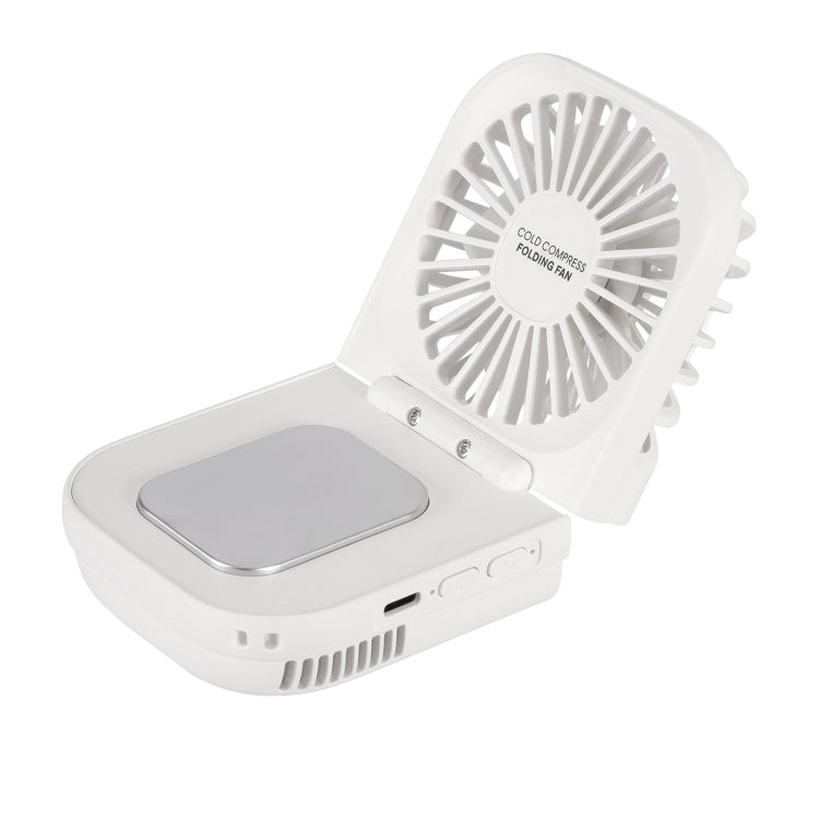 USB Charging Folding Outdoor Handheld Mini Cold Compress Fan Desktop Cooling Fan(White) - Electric Fans by buy2fix | Online Shopping UK | buy2fix