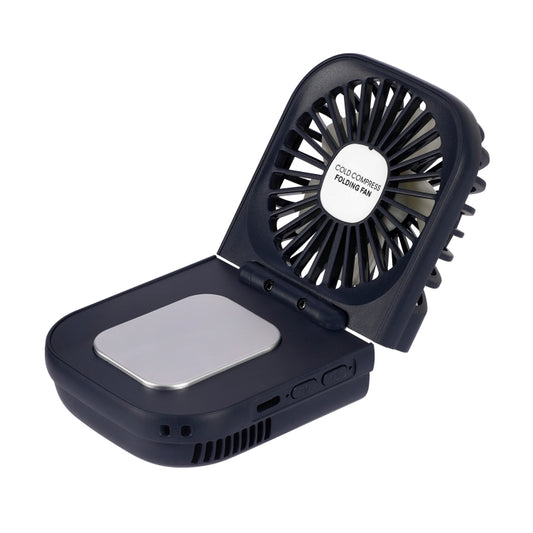 USB Charging Folding Outdoor Handheld Mini Cold Compress Fan Desktop Cooling Fan(Navy Blue) - Electric Fans by buy2fix | Online Shopping UK | buy2fix