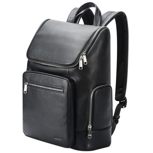 Bopai 61-122431 Large-capacity First-layer Cowhide Business Waterproof Laptop Backpack(Black) - Backpack by Bopai | Online Shopping UK | buy2fix