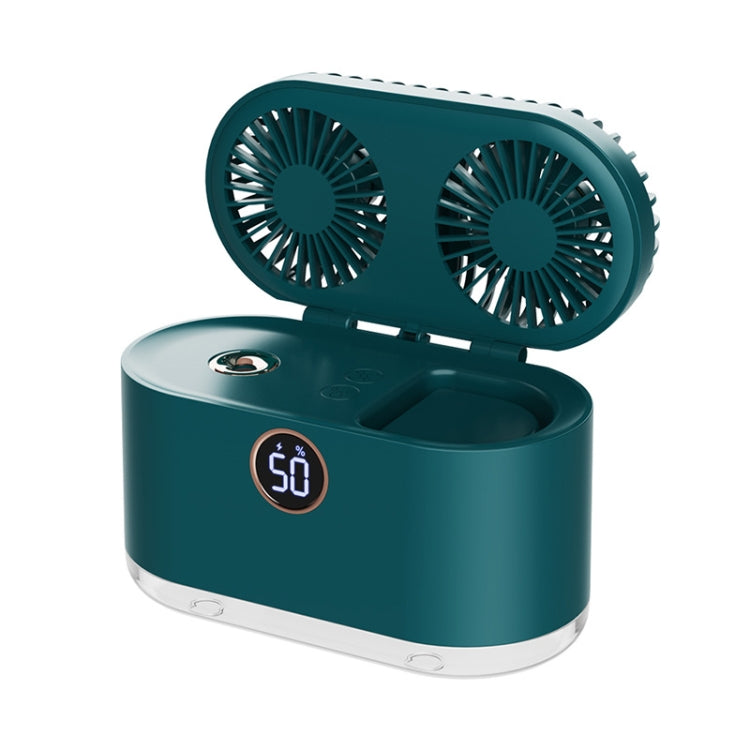 WT-818 Dual-leaf Spray Smart Digital Display Desktop Fan Night Light Humidification Cooler(Green) - Electric Fans by buy2fix | Online Shopping UK | buy2fix
