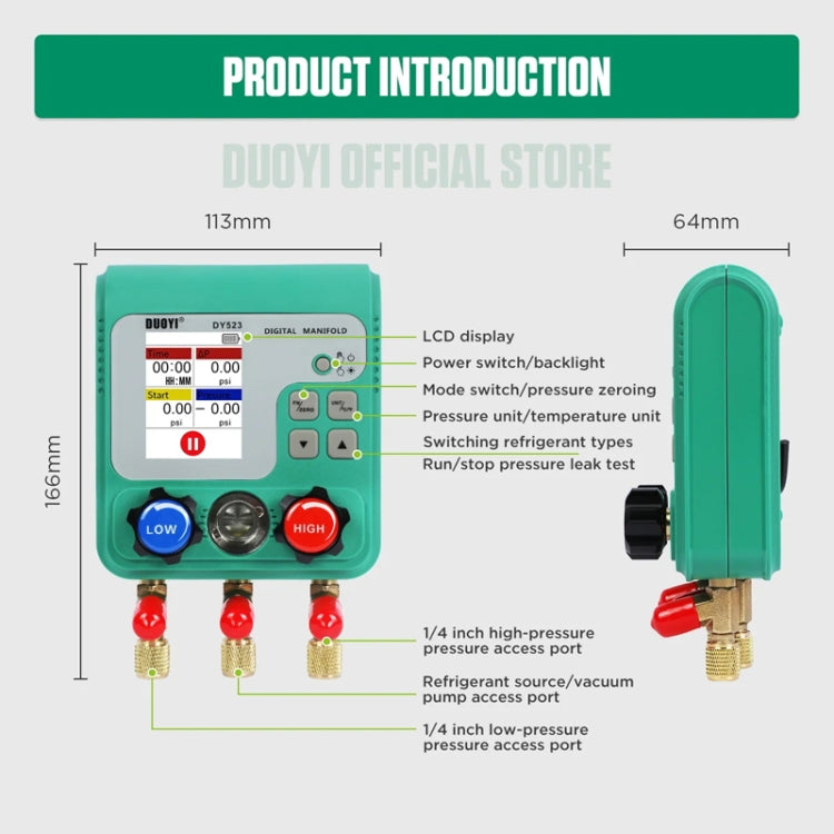 11pcs / Set DUOYI DY523 Automotive Vacuum Pressure Gauge Liquid Charge Fluorine Repair Electronic Refrigerant Meter - Electronic Test by DUOYI | Online Shopping UK | buy2fix