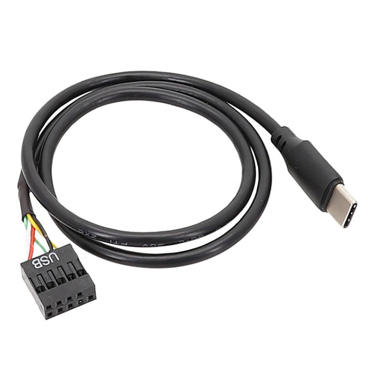 50cm Motherboard USB 9Pin To Type-C Straight Data Double Shielded Cable(Black) - Power Cord by buy2fix | Online Shopping UK | buy2fix