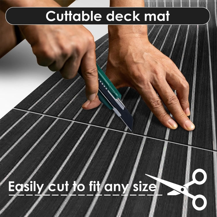 240x60x0.6cm Black White Yacht Imitation Teak Anti-Slip Deck EVA Mat - Floor Mats by buy2fix | Online Shopping UK | buy2fix