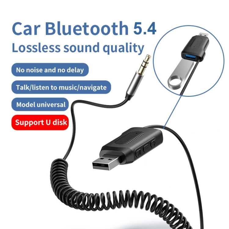 Bluetooth 5.4 Adapter Car Bluetooth Receiver Support U Disk Play AUX To USB - Bluetooth Adapters by buy2fix | Online Shopping UK | buy2fix