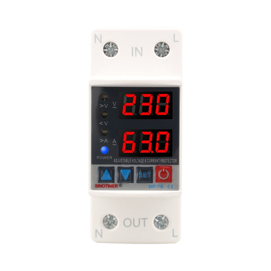 SINOTIMER SVP-718 63A Adjustable Self-resetting Intelligent Over-voltage and Under-voltage Protector 220V AC - Other Tester Tool by SINOTIMER | Online Shopping UK | buy2fix