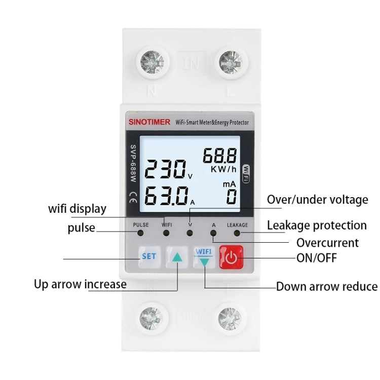 SINOTIMER SVP-688W-L  TUYA APP WiFi Smart Circuit Breaker Over Under Voltage Protector - Other Tester Tool by SINOTIMER | Online Shopping UK | buy2fix