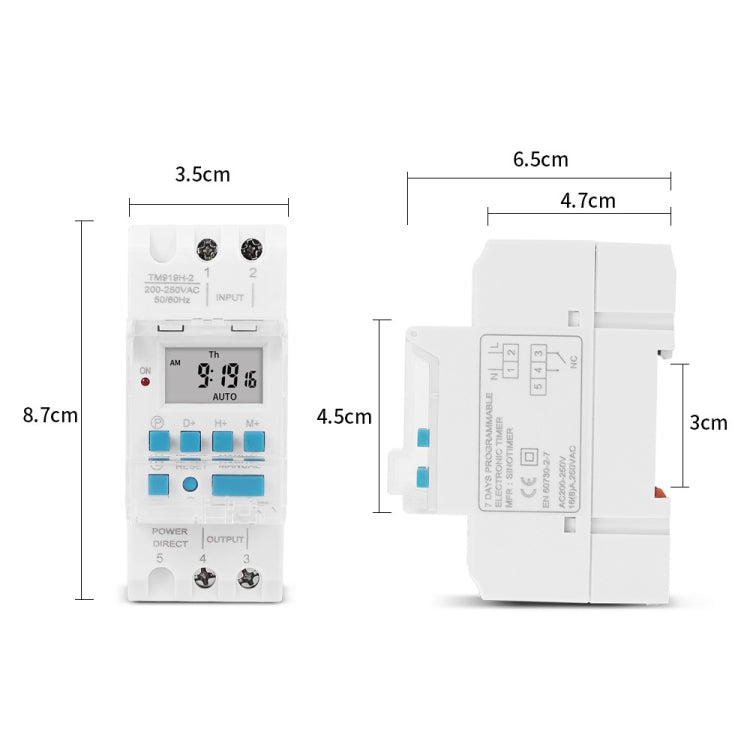 SINOTIMER TM919H-2 220V 16A DIN Rail 4 Pins Voltage Output Digital Switch Timer Automatic Cycle Timing Controller - Switch by SINOTIMER | Online Shopping UK | buy2fix