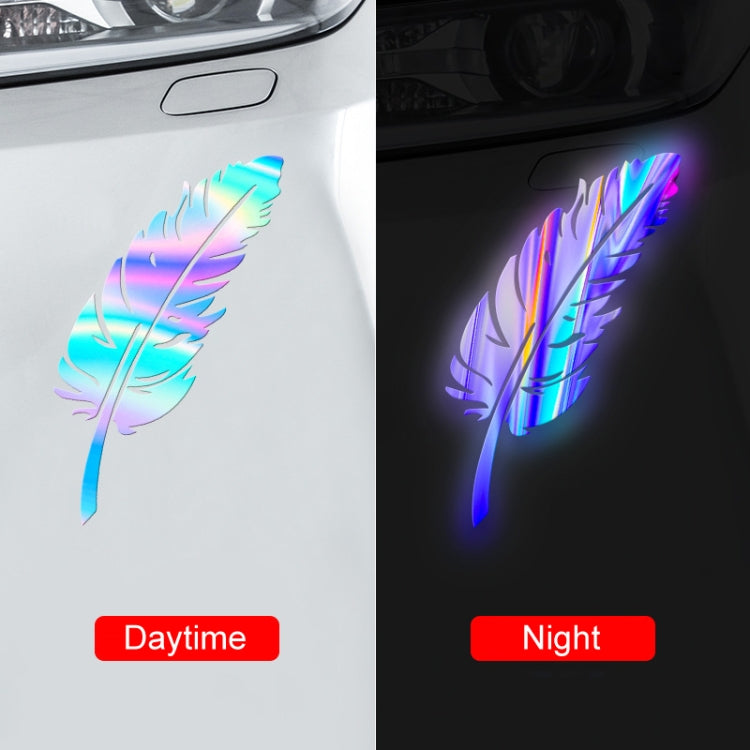 7pcs / Set Car Feather Scratch Decal 3D Reflective Bumper Stickers(Colorful Radium Color) - Decorative Sticker by buy2fix | Online Shopping UK | buy2fix