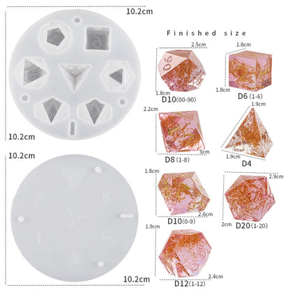 Silicone Dice Resin Molds with 7 Standard Polyhedral Stereoscopic Dice Cavities - Arts & Crafts by buy2fix | Online Shopping UK | buy2fix