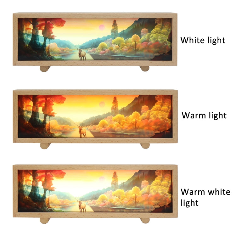 3 Color Light Touch Control Wooden Acrylic Atmosphere Lightbox Decoration Painting Night Light(Beech) - Night Lights by buy2fix | Online Shopping UK | buy2fix