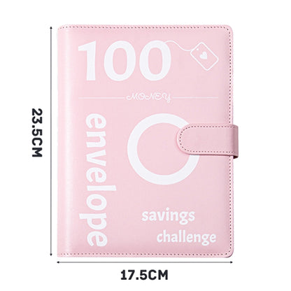 A5 100 Day Savings Challenge Envelope Budget Planner Binder Notebook Handbook, Color: Pattern Pink - Notebooks by buy2fix | Online Shopping UK | buy2fix