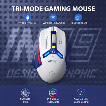 Inphic IN9 Tri-mode Wireless Bluetooth Gaming Office Computer Mouse(Blue) - Wireless Mice by Inphic | Online Shopping UK | buy2fix