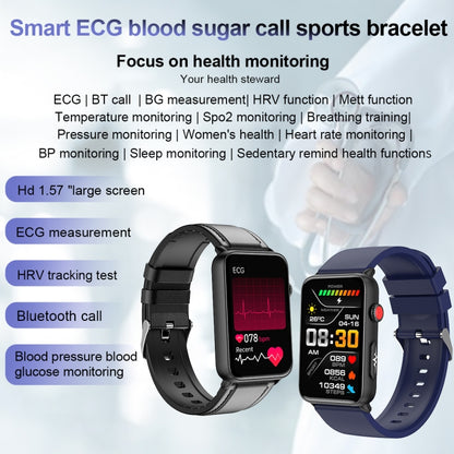 Smart Watch Ring ECG Temperature Heart Rate Blood Pressure Health Bluetooth Talking Watch, Color: Black Silicone - Smart Wristbands by buy2fix | Online Shopping UK | buy2fix