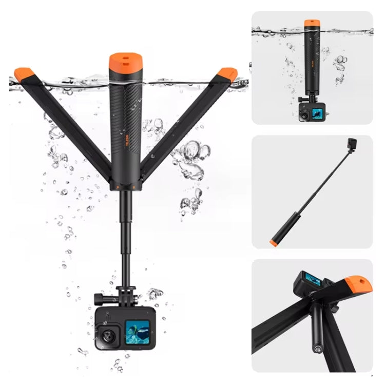 TELESIN 61cm Underwater Buoyancy Bar Retractable Selfie Stick Tripod For GoPro Insta360 DJI OSMO Action Camera - Floating Grip & Ball by TELESIN | Online Shopping UK | buy2fix