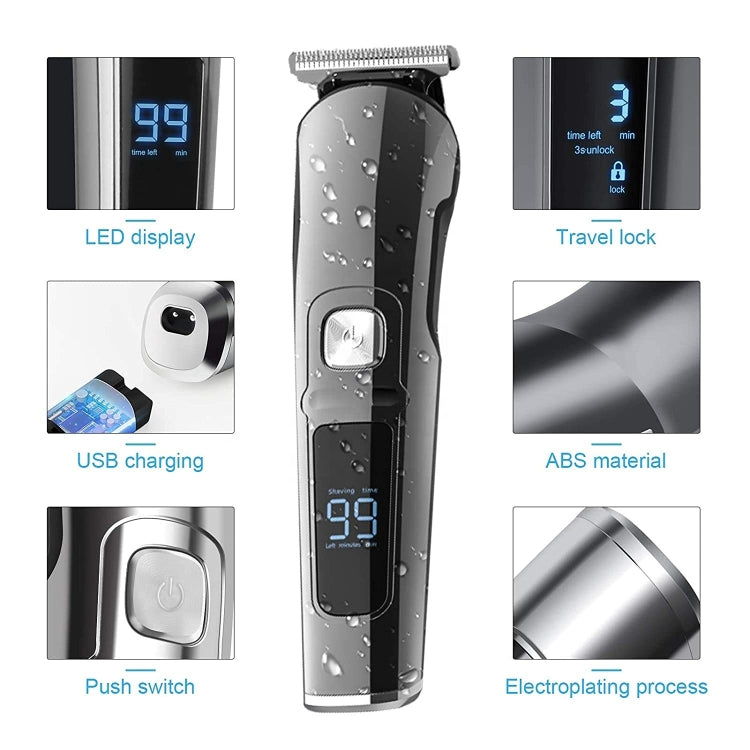 6 in 1 Men Waterproof Electric Hair Trimmer Kit Nose Trimmer, Mustache Trimmer Body Shaver 8788 - Hair Trimmer by buy2fix | Online Shopping UK | buy2fix