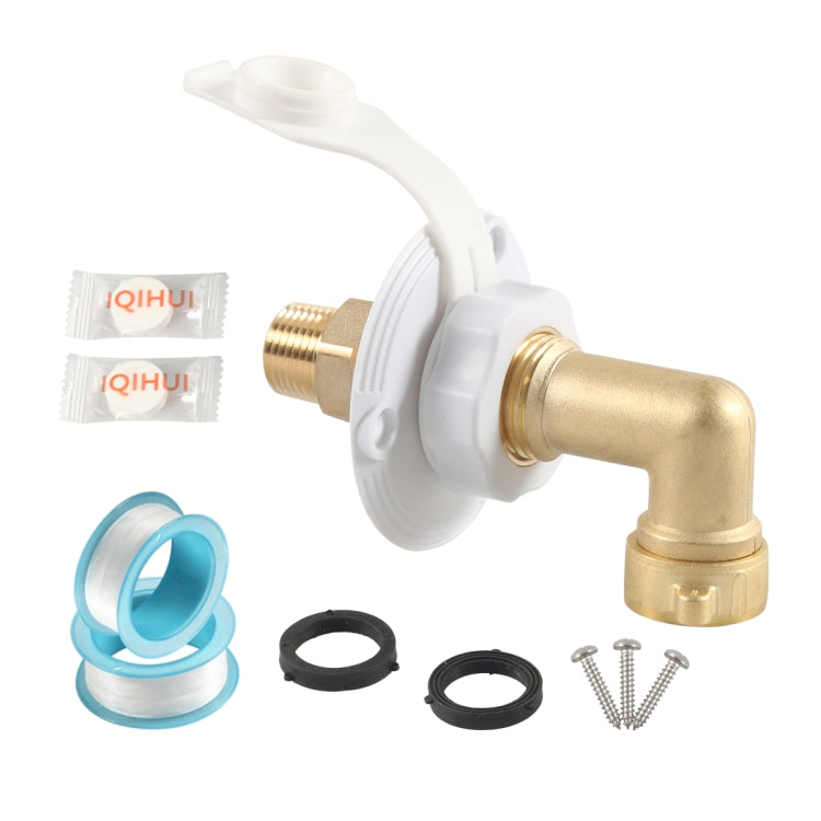 Brass Water Inlet Check Valve For Yacht RV With Adapter(White) - Marine Accessories & Parts by buy2fix | Online Shopping UK | buy2fix