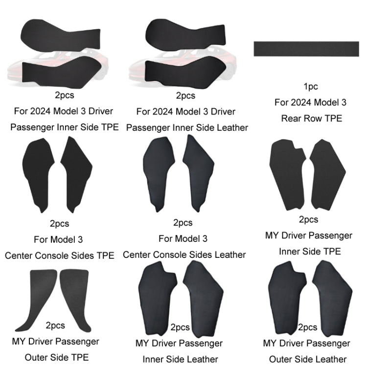 For Tesla Center Console Side Anti-kick Protective Pad, Style: MY Universal Driver Passenger Inner Side Leather - Seat Accessories by buy2fix | Online Shopping UK | buy2fix